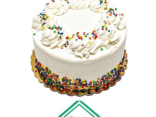 8in Confetti Cake with Ribbon and Confetti (EA)